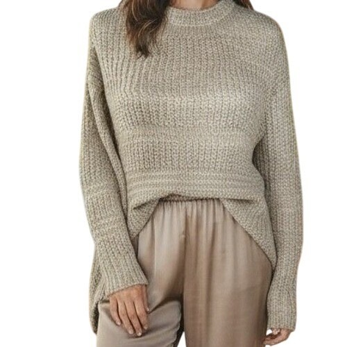 St Johns Bay Women's Champagne Knit Sweater Long Sleeve Pullover Lagenlook M